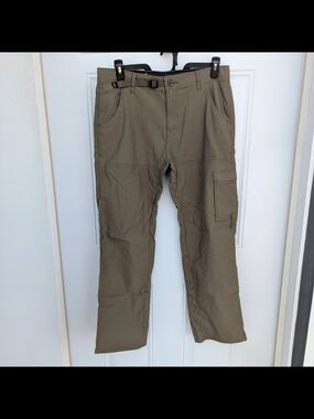 Prana Stretch Zion Pants Mens 34x30 Brown Straight Leg Hiking Climb Cargo